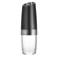 Homgeek Portable électrique automatique Gravity Moulin à poivre bleu LED Moulin à sel Muller BPA Cuisine Assaisonnement meuler Noir