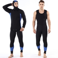 Hommes 3mm néoprène combinaisons de natation 2 pièces à capuche à manches longues combinaison de plongée pour plongée sous-marine chasse sous-marine surf combinaison maillot de bain