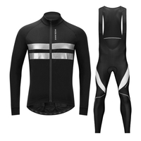 Hommes cyclisme maillot ensemble vélo vêtements à manches longues polaire thermique hiver veste de vélo et 3D rembourré pantalon à bretelles collants