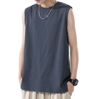 Hommes débardeurs T-shirts sans manches O cou gilets en coton grande taille t-shirts