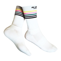 Hommes femmes chaussettes de vélo épissage rayures impression respirant anti-dérapant extensible doux vélo course randonnée cyclisme bas
