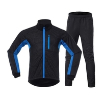 Hommes hiver cyclisme vêtements ensemble à manches longues coupe-vent vélo maillot avec pantalon en plein air cyclisme course sport veste vêtements de sport