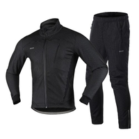 Hommes Hiver Cyclisme Vêtements Ensemble Manches Longues Coupe-Vent Vélo Jersey avec Pantalon Cyclisme En Plein Air Course À Pied Veste De Sport Vêtements De Sport