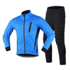 Hommes Hiver Cyclisme Vêtements Ensemble Manches Longues Coupe-Vent Vélo Jersey avec Pantalon Cyclisme En Plein Air Course À Pied Veste De Sport Vêtements De Sport