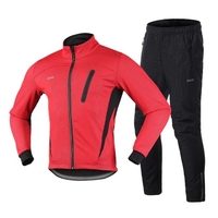 Hommes Hiver Cyclisme Vêtements Ensemble Manches Longues Coupe-Vent Vélo Jersey avec Pantalon Cyclisme En Plein Air Course À Pied Veste De Sport Vêtements De Sport