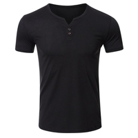 Hommes T-shirt à manches courtes O Boutons de cou Solid Street Summer Tees Tops décontractés