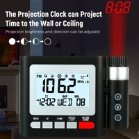 Horloge de projection Réveil numérique avec affichage du calendrier Snooze Date et thermomètre Station météo LED Horloge numérique de projection FM Radio Touch Control