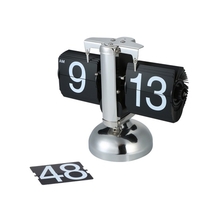 Horloge de table à petite échelle horloge à bascule rétro en acier inoxydable horloge à quartz à engrenage interne