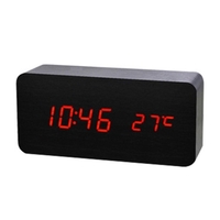 Horloge électronique affichage double écran réveil en bois affichage heure température Date trois luminosité commande vocale