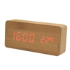 Horloge électronique affichage double écran réveil en bois affichage heure température Date trois luminosité commande vocale