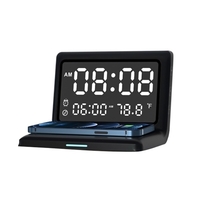 Horloge Miroir Numérique Multifonctionnelle 15W Réveil de Charge sans Fil avec Grand Écran d