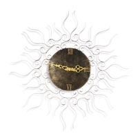 Horloge murale en forme de soleil Horloge suspendue Horloge vintage Horloge silencieuse Horloge à piles sans coche