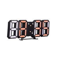 Horloge numérique LED 3D Horloge de Table électronique Réveil mural Horloges suspendues rougeoyantes Shell blanc Affichage blanc