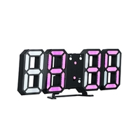 Horloge numérique LED 3D Horloge de Table électronique Réveil mural Horloges suspendues rougeoyantes Shell blanc Affichage blanc