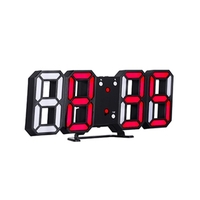 Horloge numérique LED 3D Horloge de Table électronique Réveil mural Horloges suspendues rougeoyantes Shell blanc Affichage blanc