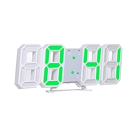 Horloge numérique LED 3D Horloge de Table électronique Réveil mural Horloges suspendues rougeoyantes Shell blanc Affichage blanc