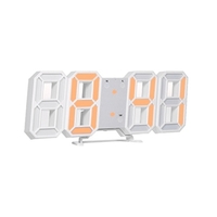 Horloge numérique LED 3D Horloge de Table électronique Réveil mural Horloges suspendues rougeoyantes Shell blanc Affichage blanc