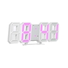 Horloge numérique LED 3D Horloge de Table électronique Réveil mural Horloges suspendues rougeoyantes Shell blanc Affichage blanc