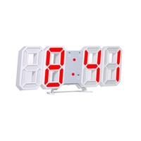 Horloge numérique LED 3D Horloge de Table électronique Réveil mural Horloges suspendues rougeoyantes Shell blanc Affichage blanc