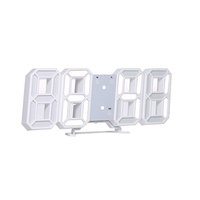 Horloge numérique LED 3D Horloge de Table électronique Réveil mural Horloges suspendues rougeoyantes Shell blanc Affichage blanc