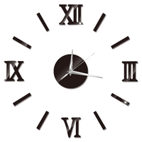 Horloges romaines miroir stickers muraux horloge horloge murale bricolage noir