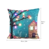 Housse de coussin de joyeux noël de 18 * 18 pouces / 45 * 45cm lin coloré LED