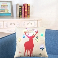 Housse de coussin de joyeux noël de 18 * 18 pouces / 45 * 45cm lin coloré LED