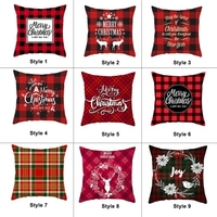 Housse de coussin rouge à carreaux style taie d