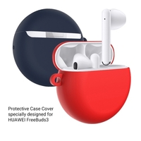 Housse en silicone pour écouteurs Housse de protection sans fil BT Housse de rangement pour écouteurs Housse pour casque portable Housse de protection anti-poussière souple avec boucle de suspension Compatible avec HUAWEI Freebuds3