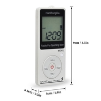HRD-602 Récepteur Radio Portable Radio FM / AM Affichage LCD Bouton de Verrouillage Radio de Poche avec Écouteur Sport Podomètre