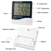 HTC-2 Intérieur et Extérieur Grand Écran Affichage Numérique Température et Humidité Compteur Temps Calendrier Alarme Thermomètre et Hygromètre