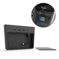 Hub USB multiple,  accessoires de console centrale intérieure de voiture avec montage de ports 5 en 1 pour Tesla Model 3