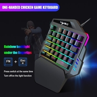 HXSJ A876 + V100 clavier et souris combo souris de jeu filaire + clavier de jeu à une main avec DPI réglable et lumière respiratoire