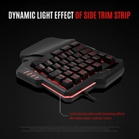 HXSJ G92 Clavier à une main 35 touches Membrane à une main Mini clavier de jeu 35 touches avec remplacement filaire USB rétroéclairé coloré pour jeu en ligne