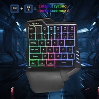 HXSJ G92 Clavier à une main 35 touches Membrane à une main Mini clavier de jeu 35 touches avec remplacement filaire USB rétroéclairé RVB pour jeu en ligne