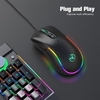 HXSJ J300 Souris de jeu filaire Souris de programmation macro à sept touches Six DPI réglable Coloré RGB Gaming Mouse Noir