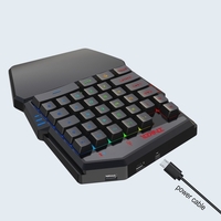HXSJ K99 - Clavier et souris ergonomiques - Jeu - Jeu de souris à une main avec 35 touches - Clavier sans fil BT4.2 + Souris de jeu filaire avec clavier et souris lumineux et respirant - Noir