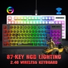 HXSJ L100 2.4G clavier à Membrane sans fil 87 touches disposition RGB effet de lumière ABS capuchon de clé intégré 1800mAh batterie au Lithium blanc