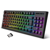 HXSJ L100 2.4G clavier à Membrane sans fil 87 touches disposition RGB effet de lumière ABS capuchon de clé intégré 1800mAh batterie au Lithium noir