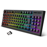 HXSJ L100 2.4G clavier à Membrane sans fil 87 touches disposition RGB effet de lumière ABS capuchon de clé intégré 1800mAh batterie au Lithium noir