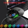HXSJ T38 2.4G Souris Sans Fil Muet Bureau Souris 3 DPI Réglable Lumière Respiratoire Colorée Batterie Rechargeable Intégrée Noir
