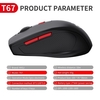 HXSJ T67 BT3.0 / BT5.0 souris sans fil 6 touches souris de jeu de bureau muet souris ergonomique avec DPI réglable à 3 niveaux pour ordinateur portable PC