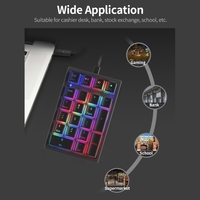 IBlancod K10 21 touches filaire mécanique numérique clavier rvb rétro-éclairage effet mécanique jaune commutateurs pouding Keycaps bleu