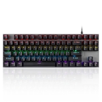 iBlancod K87 Clavier Mécanique Filaire 87 Touches Panneau Métallique Injection Bicolore Keycap 20 Effets Lumineux Noir (Interrupteurs Bleus)