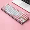 iBlancod K87 Clavier Mécanique Filaire 87 Touches Panneau Métallique Injection Bicolore Keycap 20 Effets Lumineux Rose&Blanc (Interrupteurs Bleus)