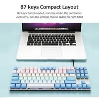iBlancod K87 Clavier Mécanique Filaire 87 Touches Panneau Métallique Injection Bicolore Keycap 20 Effets Lumineux Vert&Blanc (Interrupteurs Bleus)