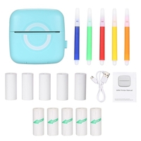 Imprimante de poche Portable BT imprimante thermique sans encre impression longue endurance temps Support Photo Notes erreurs mémo impression bleu