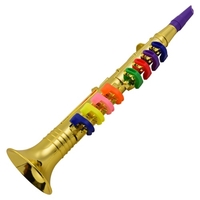 Instruments à vent musicaux Clarinette pour enfants Bambin ABS Métallique Or Clarinette avec 8 touches colorées