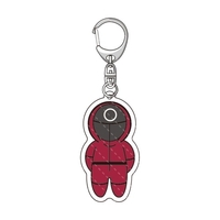 Jeu de calmars porte-clés coréen TV personnage pendentif porte-clés en métal ornement de noël cercle porte-clés pour la fabrication d