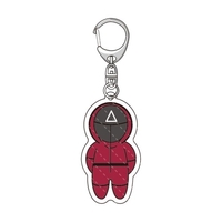 Jeu de calmars porte-clés coréen TV personnage pendentif porte-clés en métal ornement de noël cercle porte-clés pour la fabrication d